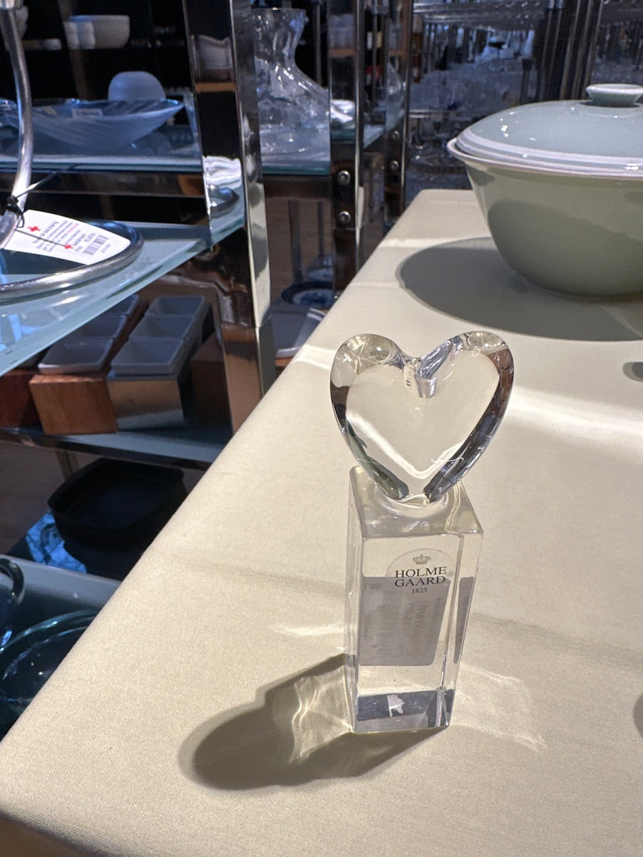 Holmegaard hjertelysestage i klart glas,